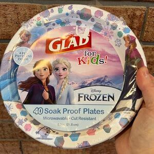 Disney Frozen Glad for Kids 40 Soak Proof Paper Plates Anna Elsa Olaf One Pack